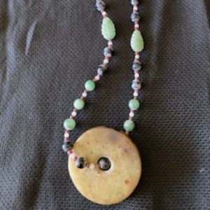 Asian inspired Jade like statement  necklace